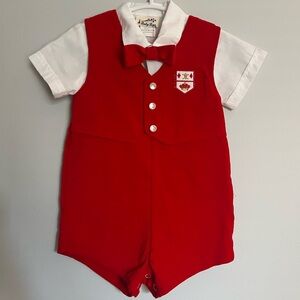 Vintage Baby Togs Formal Romper Set with Bow Tie